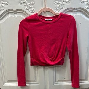 Zara Hot Pink Long Sleeve Crop Top
